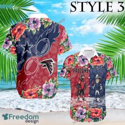 Mascot Atlanta Falcons VS NFL Dallas Cowboys 3D Hawaiian Shirt Hibiscus Football For Fans - NFL Atlanta Falcons VS NFL Dallas Cowboys Style 3