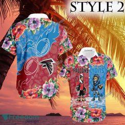 Mascot Atlanta Falcons VS NFL Detroit Lions 3D Hawaiian Shirt Hibiscus Football For Fans - NFL Atlanta Falcons VS NFL Detroit Lions Style 2