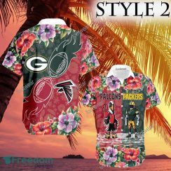 Mascot Atlanta Falcons VS NFL Green Bay Packers 3D Hawaiian Shirt Hibiscus Football For Fans - NFL Atlanta Falcons VS NFL Green Bay Packers Style 2