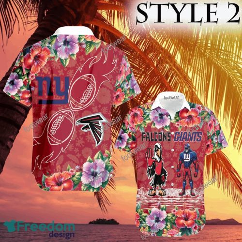 Mascot Atlanta Falcons VS NFL New York Giants 3D Hawaiian Shirt Hibiscus Football For Fans - NFL Atlanta Falcons VS NFL New York Giants Style 2