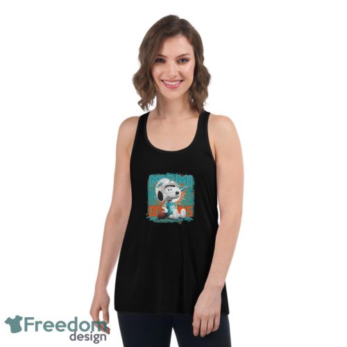 Miami Dolphins Mix Snoopy Shirt - Women's Flowy Racerback Tank