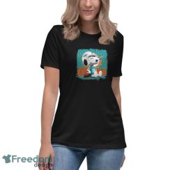 Miami Dolphins Mix Snoopy Shirt - Women's Relaxed Short Sleeve Jersey Tee