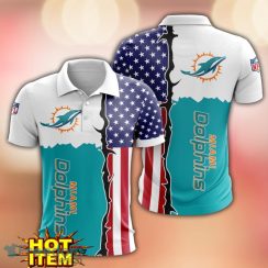 Miami Dolphins US Flag 3D Polo Shirt Golf Polo Shirt Men Gift