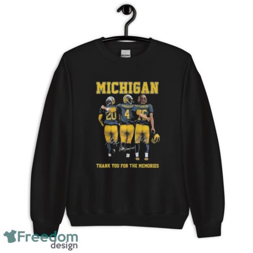 Michigan Wolverines Jim Harbaugh Thank You For The Memories Signatures Shirt - Unisex Crewneck Sweatshirt