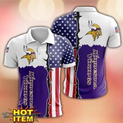 Minnesota Vikings US Flag 3D Polo Shirt Golf Polo Shirt Men Gift