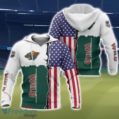 Minnesota Wild US Flag 3D All Over Printed T-shirt Hoodie Sweatshirt