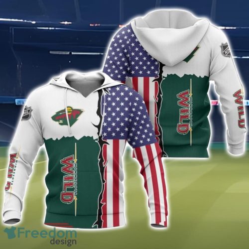 Minnesota Wild US Flag 3D All Over Printed T-shirt Hoodie Sweatshirt Product Photo 1