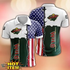 Minnesota Wild US Flag 3D Polo Shirt Golf Polo Shirt Men Gift