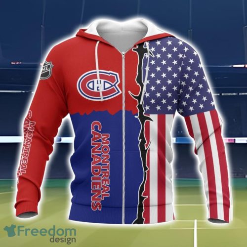 Montreal Canadiens US Flag 3D All Over Printed T-shirt Hoodie Sweatshirt Product Photo 2