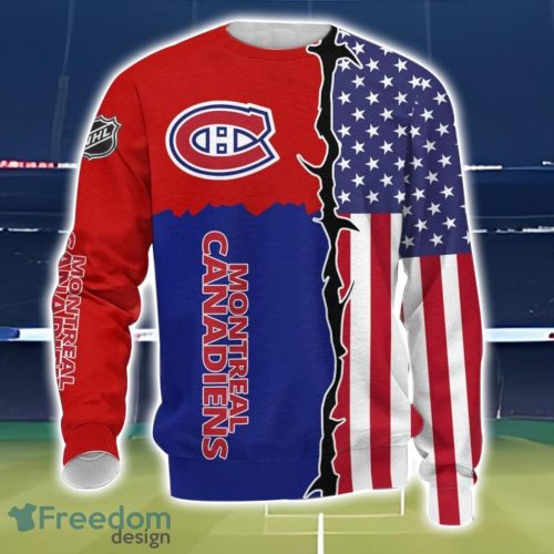 Montreal Canadiens US Flag 3D All Over Printed T-shirt Hoodie Sweatshirt Product Photo 3