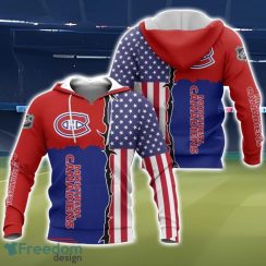 Montreal Canadiens US Flag 3D All Over Printed T-shirt Hoodie Sweatshirt