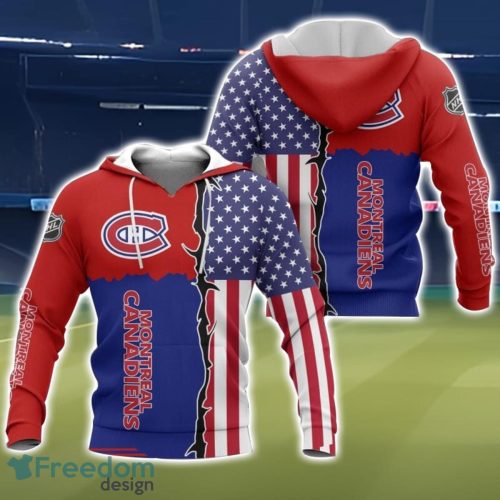 Montreal Canadiens US Flag 3D All Over Printed T-shirt Hoodie Sweatshirt Product Photo 1