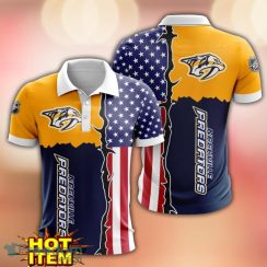 Nashville Predators US Flag 3D Polo Shirt Golf Polo Shirt Men Gift