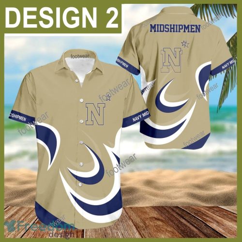 Navy Midshipmen 3D Hawaiian Shirt For Men Gifts New Trending Shirts Beach Holiday Summer - NCAA Navy Midshipmen 3D Hawaiian Shirt Pattern Style 2