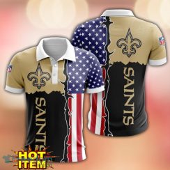 New Orleans Saints US Flag 3D Polo Shirt Golf Polo Shirt Men Gift