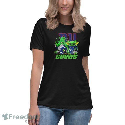 New York Giants Baby Yoda Happy St.Patrick’s Day Shamrock Shirt - Women's Relaxed Short Sleeve Jersey Tee