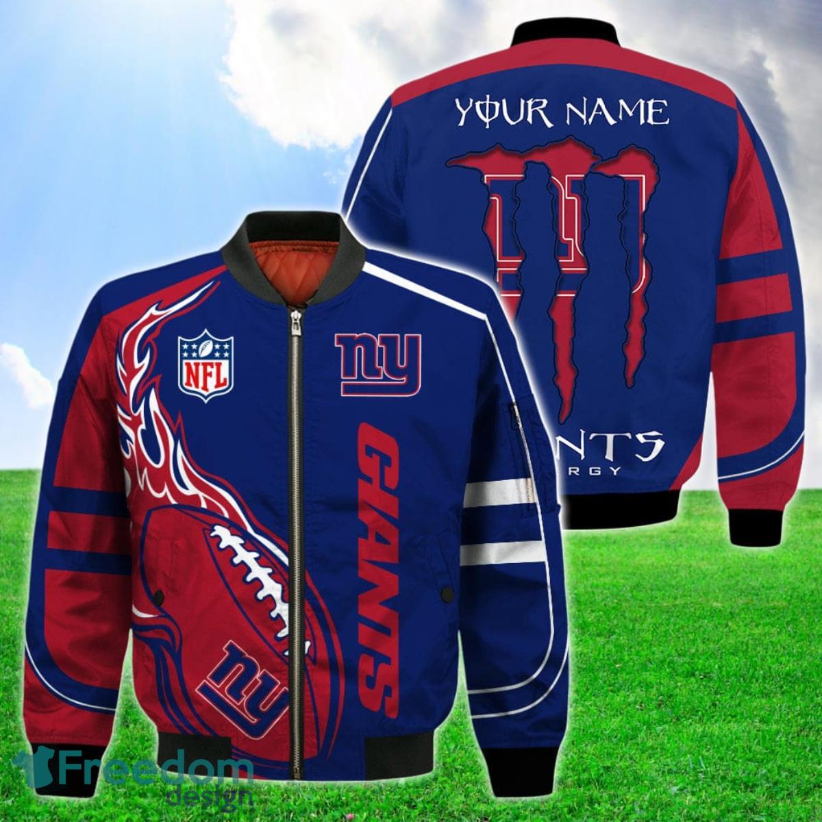 New York Giants Bomber 3D Jackets Style Gift Mens Monter Energy Custom Name image New York Giants Bomber 3D Jackets Style Gift Mens Monter Energy Custom Name Product Photo 1