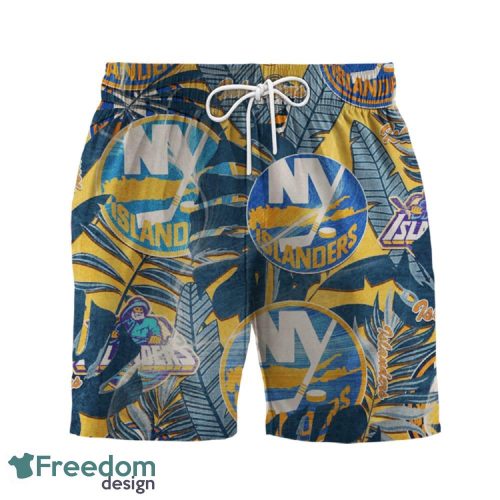 New York Islanders Retro Hawaiian Shirt And Shorts Set For Men Women Fans - New York Islanders Retro Hawaiian Shirt And Shorts _3