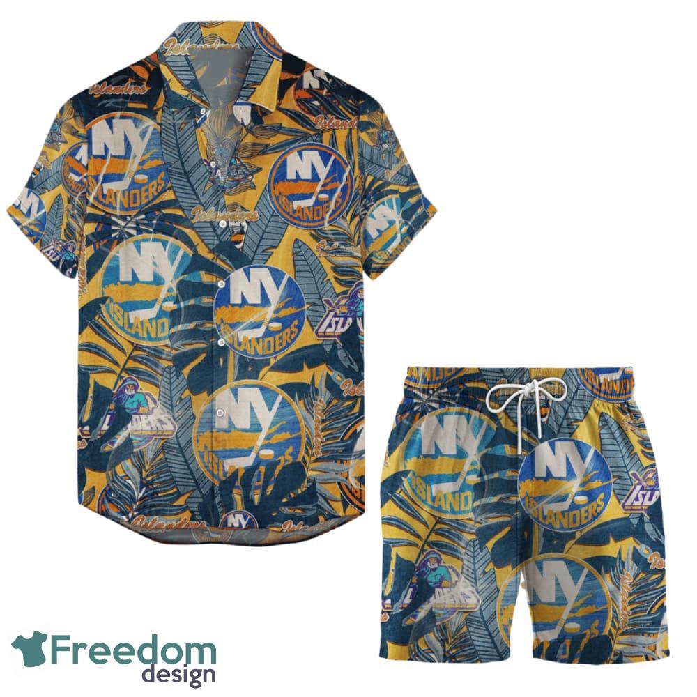 New York Islanders Retro Hawaiian Shirt And Shorts Set For Men Women Fans - New York Islanders Retro Hawaiian Shirt And Shorts _1