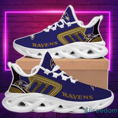 NFL Baltimore Ravens Purple Gold Max Soul Shoes Sport Running Sneakers Fans Product Photo 2