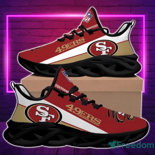 NFL San Francisco 49ers Red White Golden Curve Max Soul Shoes Sport Running Sneakers Fans Product Photo 2