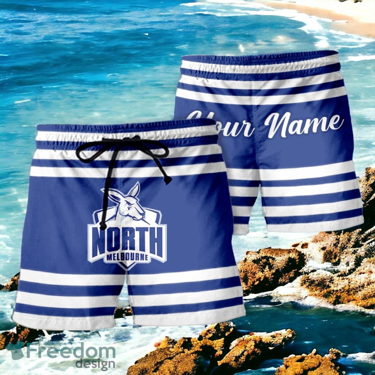 North Melbourne Kangaroos AFL Sport Custom Name Beach Shorts For Men Women Product Photo 1