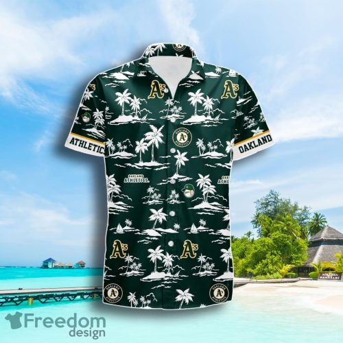 Oakland Athletics Tropical Coconut Tree Pattern Hawaiian Shirt Summer Gift For Men Women - Green Product Photo 2