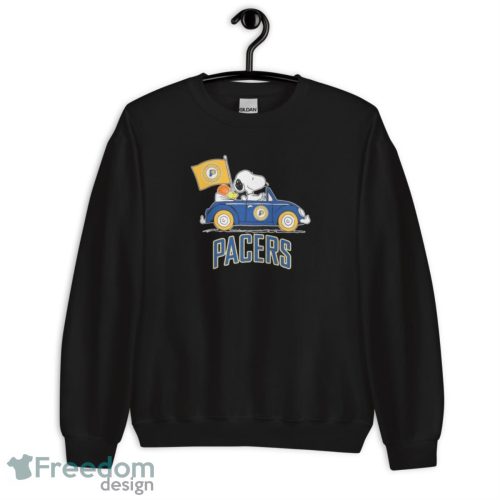 Official Peanuts Snoopy And Woodstock Drive car Indiana Pacers Basketball Shirt - Unisex Crewneck Sweatshirt