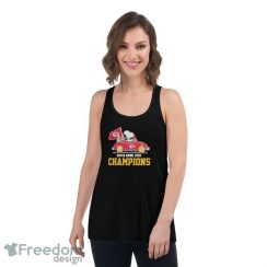 Official peanuts Snoopy And Woodstock Kansas City Chiefs Super Bowl LVIII Champions Shirt - Women's Flowy Racerback Tank