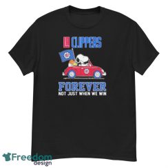 Official Peanuts Snoopy And Woodstock On Car LA Clippers Forever Not Just When We Win Shirt - G500 Men’s Classic T-Shirt