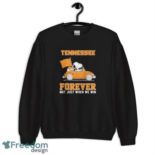 Official Peanuts Snoopy And Woodstock On Car Tennessee Basketball Forever Not Just When We Win Shirt - Unisex Crewneck Sweatshirt