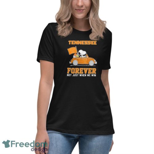 Official Peanuts Snoopy And Woodstock On Car Tennessee Basketball Forever Not Just When We Win Shirt - Women's Relaxed Short Sleeve Jersey Tee