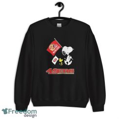 Official The Peanuts Snoopy And Woodstock San Francisco 49ers Football Flag Shirt - Unisex Crewneck Sweatshirt