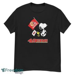 Official The Peanuts Snoopy And Woodstock San Francisco 49ers Football Flag Shirt