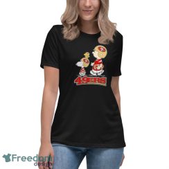 Peanuts Charlie Brown Snoopy And Woodstock San Francisco 49ers Walking Shirt - Women's Relaxed Short Sleeve Jersey Tee