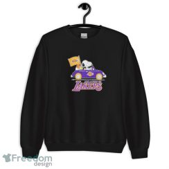 Peanuts Snoopy And Woodstock Drive Car Los Angeles Lakers Basketball Shirt - Unisex Crewneck Sweatshirt