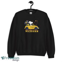 Peanuts Snoopy And Woodstock On Car Michigan Wolverines Go Blue Shirt - Unisex Crewneck Sweatshirt