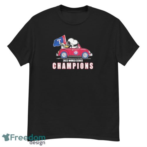 Peanuts Snoopy And Woodstock Texas Rangers On Car 2023 World Champions Shirt