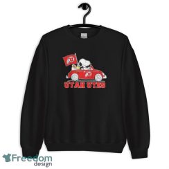 Peanuts Snoopy And Woodstock Utah Utes On Car Shirt - Unisex Crewneck Sweatshirt