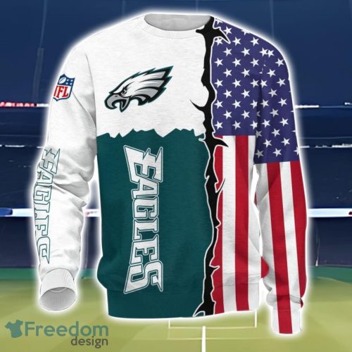 Philadelphia Eagles US Flag 3D Printing T-Shirt Hoodie Sweatshirt For Fans Product Photo 3