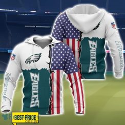 Philadelphia Eagles US Flag 3D Printing T-Shirt Hoodie Sweatshirt For Fans