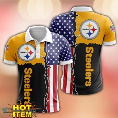 Pittsburgh Steelers US Flag 3D Polo Shirt Golf Polo Shirt Men Gift