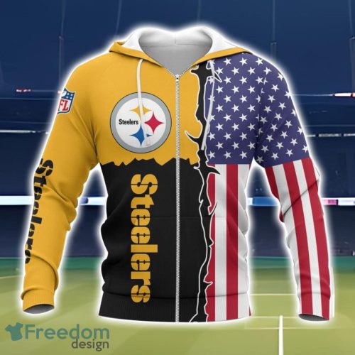 Pittsburgh Steelers US Flag 3D Printing T-Shirt Hoodie Sweatshirt For Fans Product Photo 2