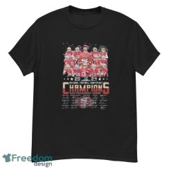 San Francisco 49ers Team Football 2024 National Football Conference Champions Signatures Shirt