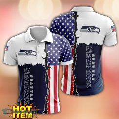 Seattle Seahawks US Flag 3D Polo Shirt Golf Polo Shirt Men Gift