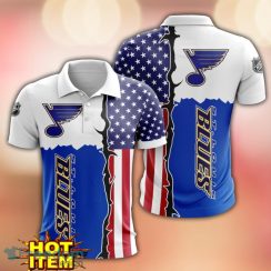 St Louis Blues US Flag 3D Polo Shirt Golf Polo Shirt Men Gift