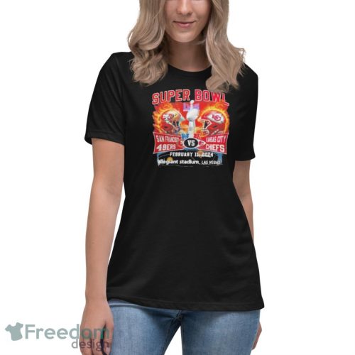 Super Bowl LVIII San Francisco 49ers Vs Kansas City Chiefs February 11, 2024 Allegiant Stadium Las Vegas T-Shirt - Women's Relaxed Short Sleeve Jersey Tee