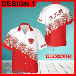 TYM Tractor Flower Vintage Floral Logo Aloha Hawaiian Shirt Gift For Fans Custom Name