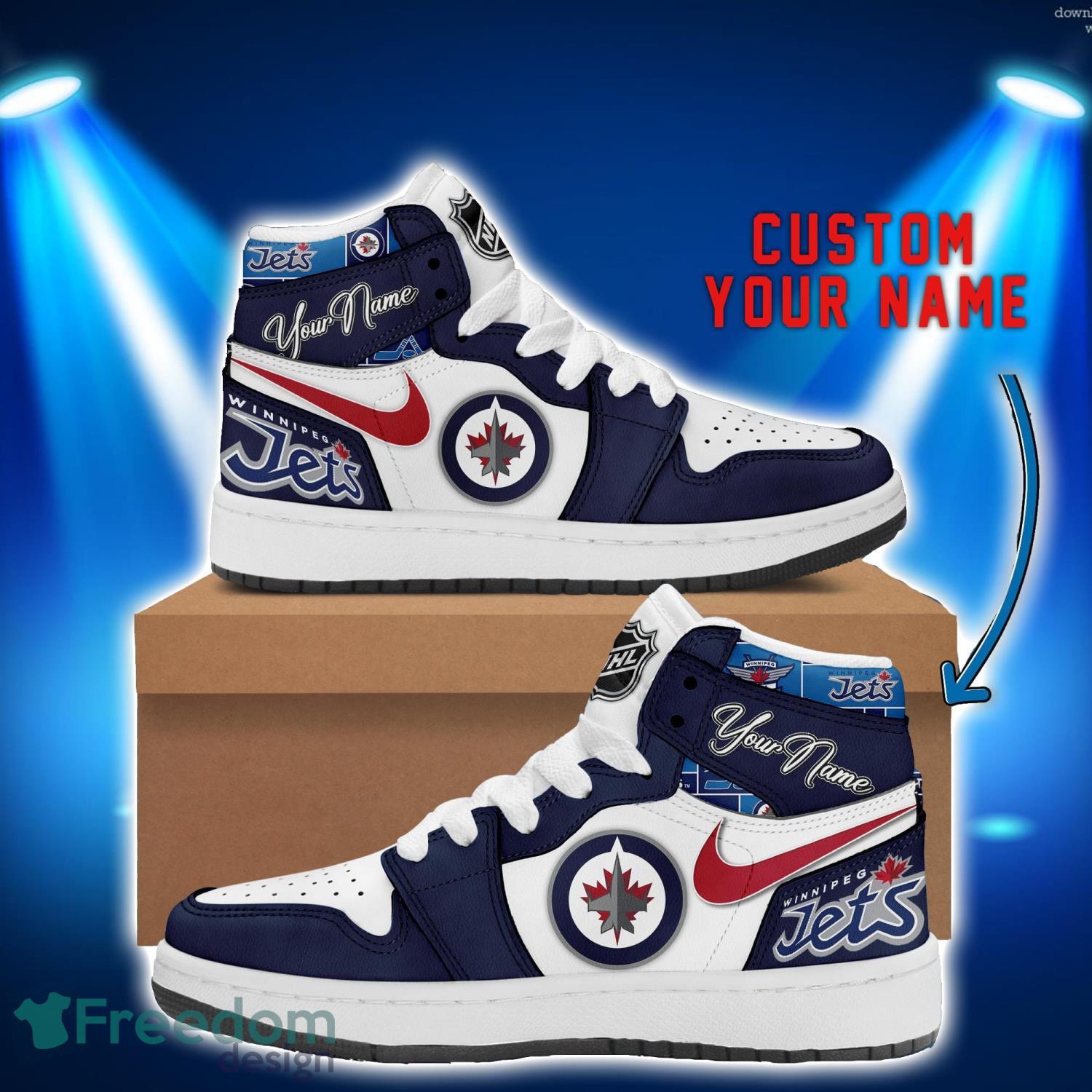 Winnipeg Jets Ciustom Name Air Jordan 1 Hightop Shoes Men Women Sneakers Gift image Winnipeg Jets Ciustom Name Air Jordan 1 Hightop Shoes Men Women Sneakers Gift Product Photo 1