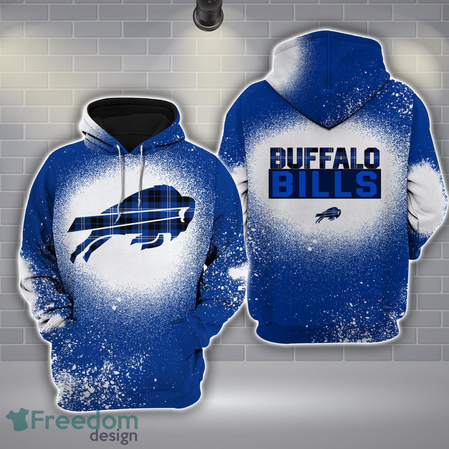 04 Buffalo Bills Plaid Bleached 3D Hoodie All Over Printed For Men And Women image 04-Buffalo Bills Plaid Bleached 3D Hoodie All Over Printed For Men And Women Product Photo 1
